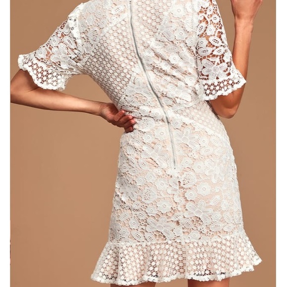 My Dearest White Lace Short Sleeve Mini 